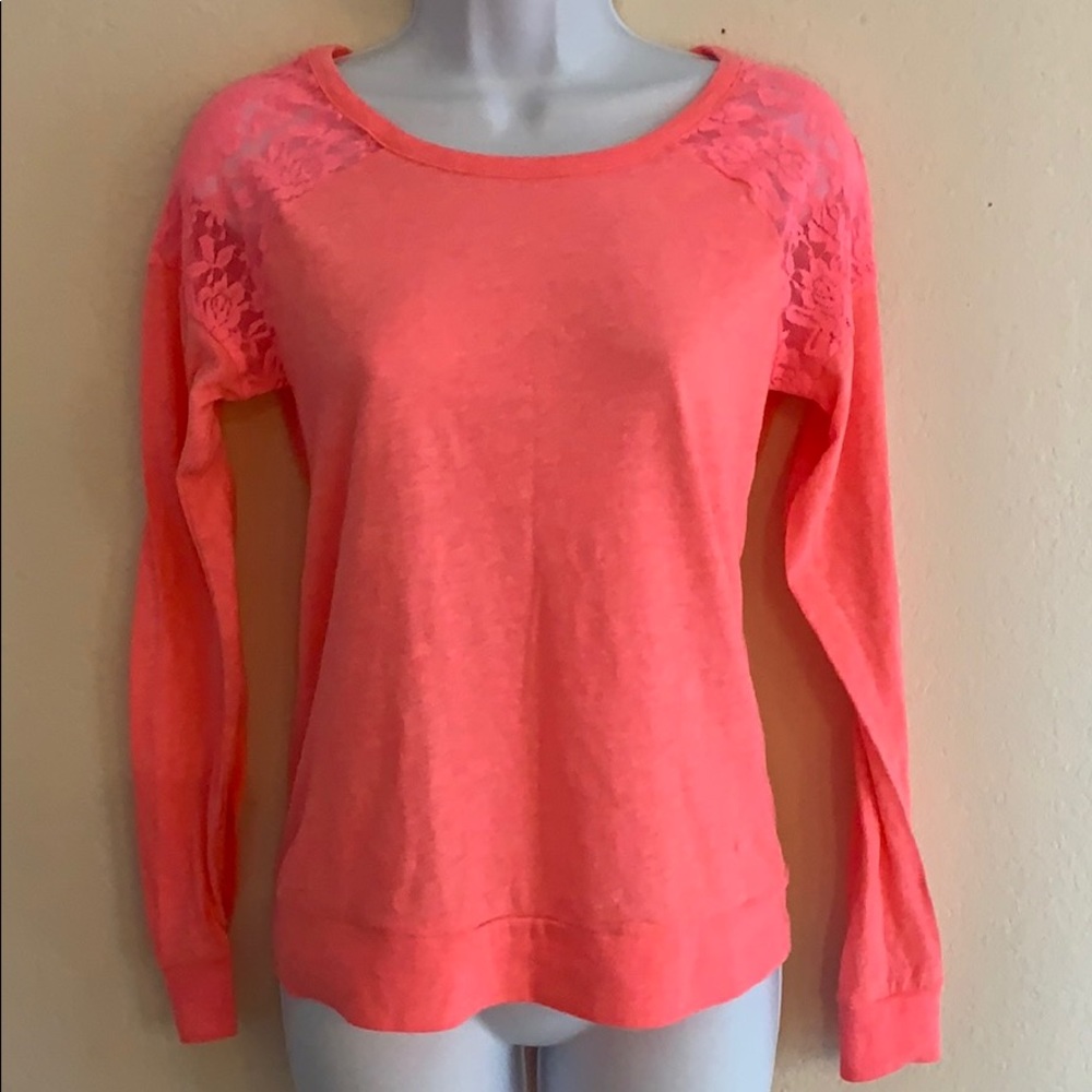 EUC PINK VS lace long sleeve